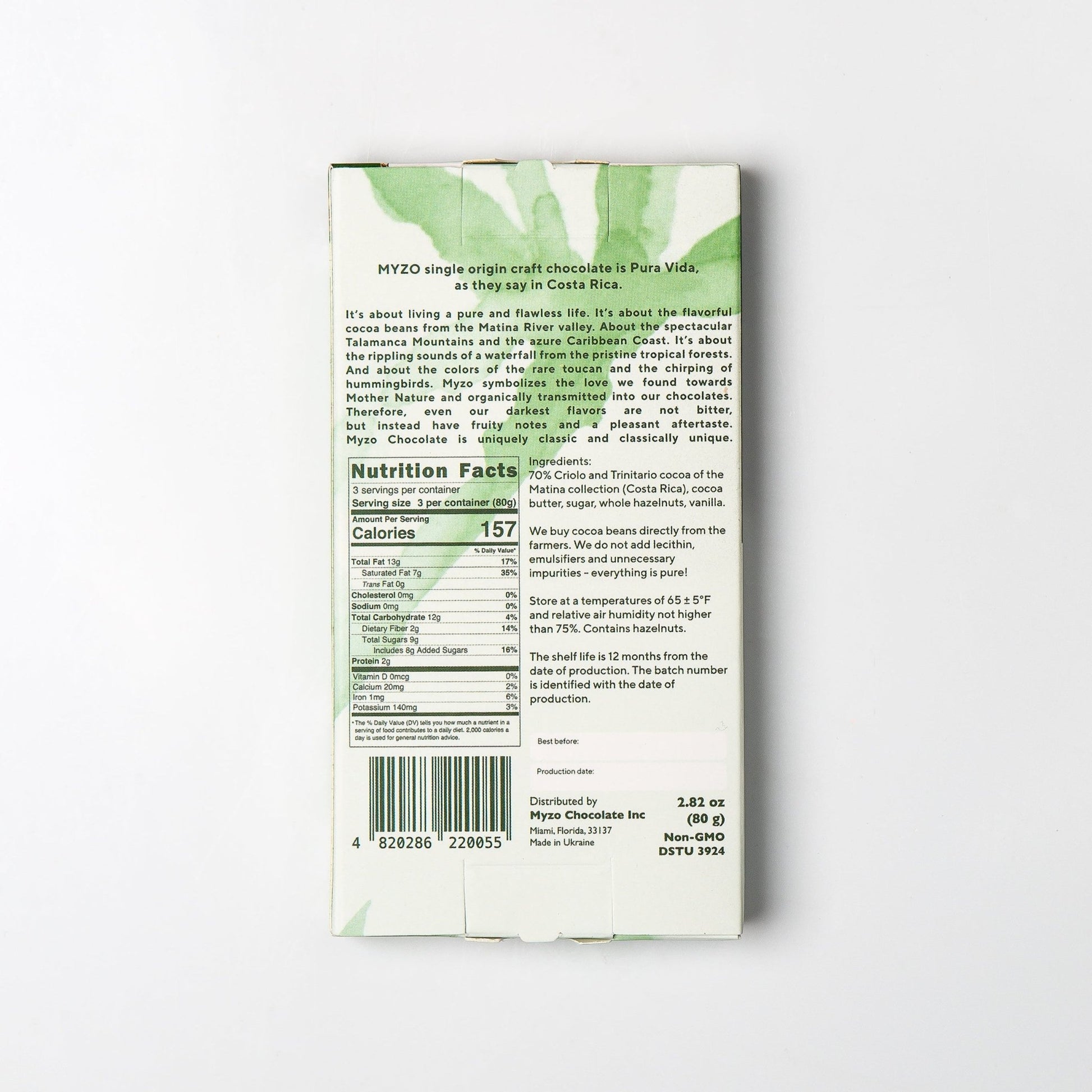 Hazelnut Dark Chocolate - Myzo Chocolate Inc.