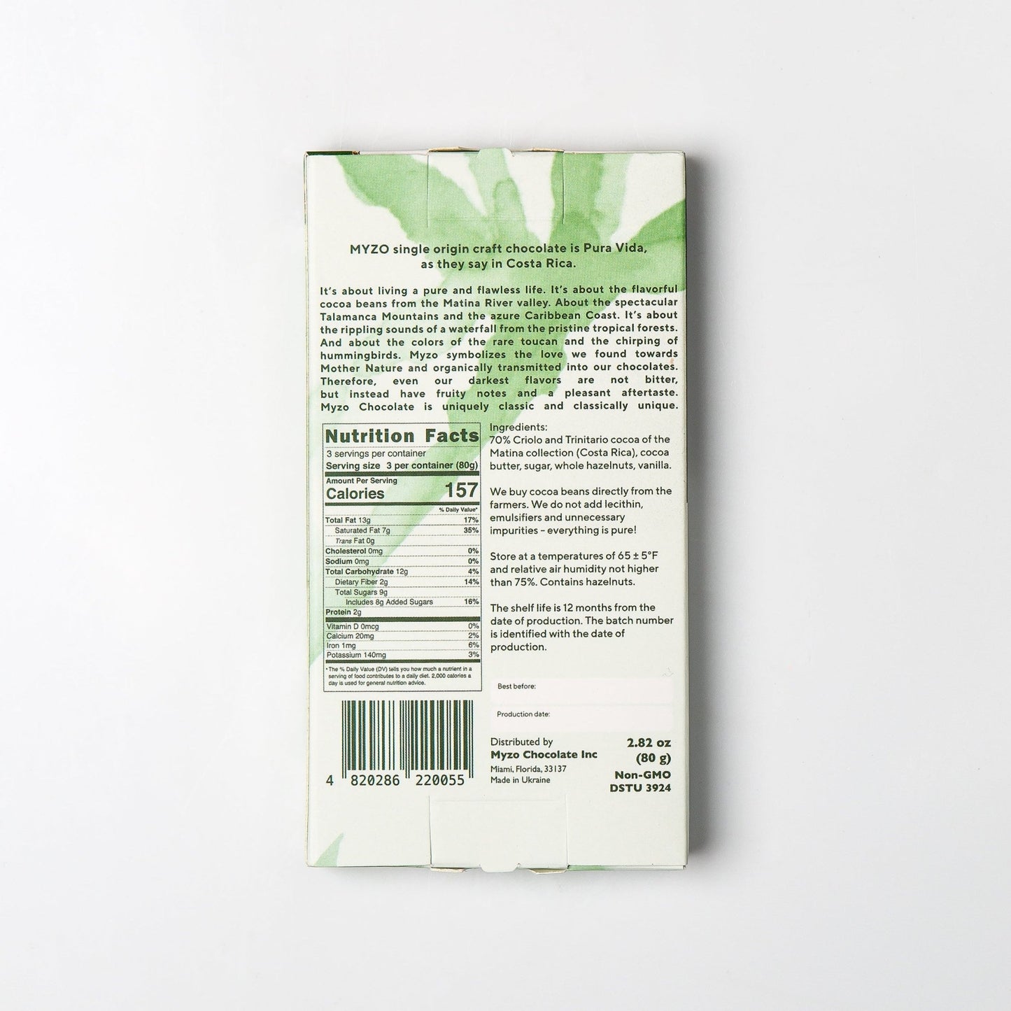 Hazelnut Dark Chocolate - Myzo Chocolate Inc.