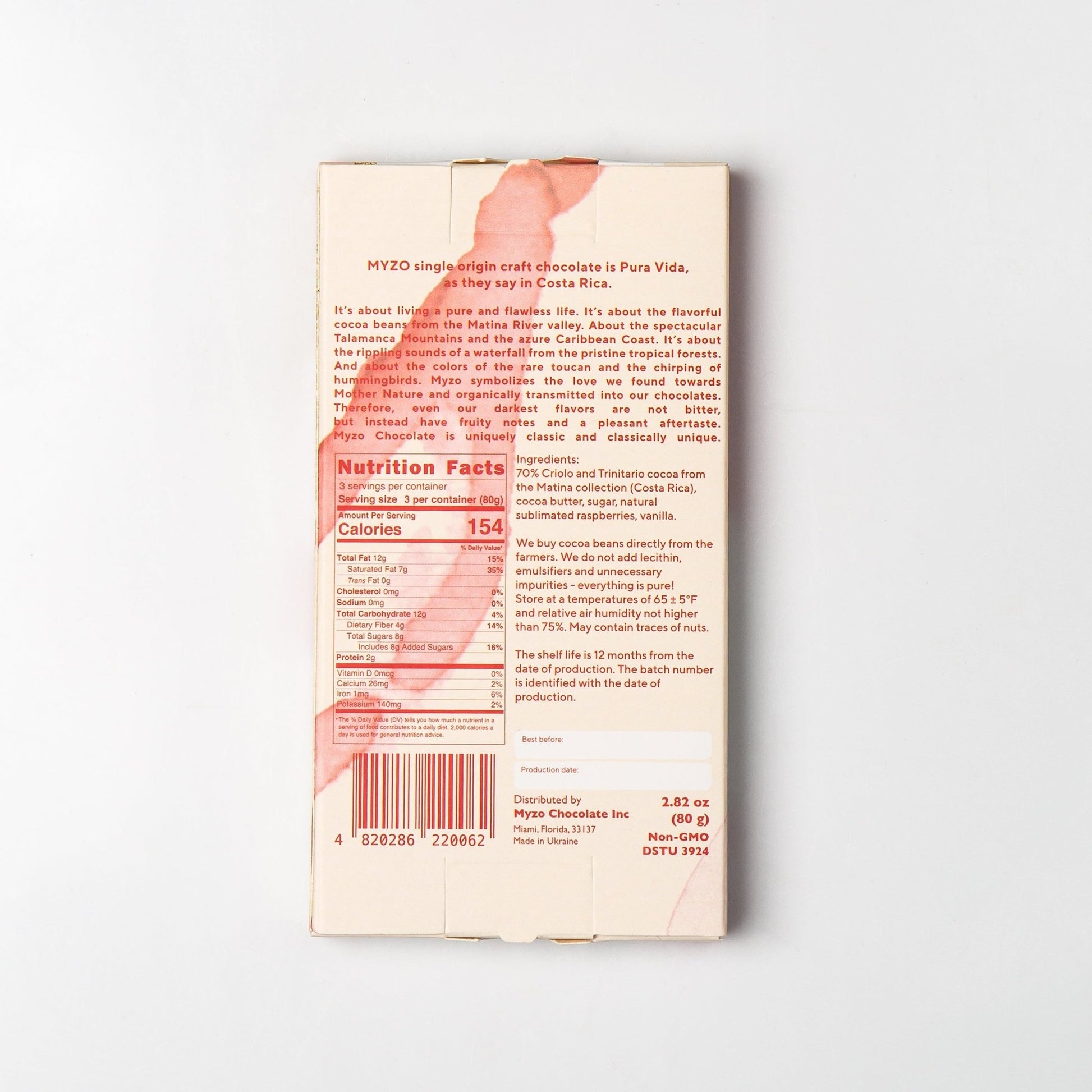 Raspberry Dark Chocolate - Myzo Chocolate Inc.