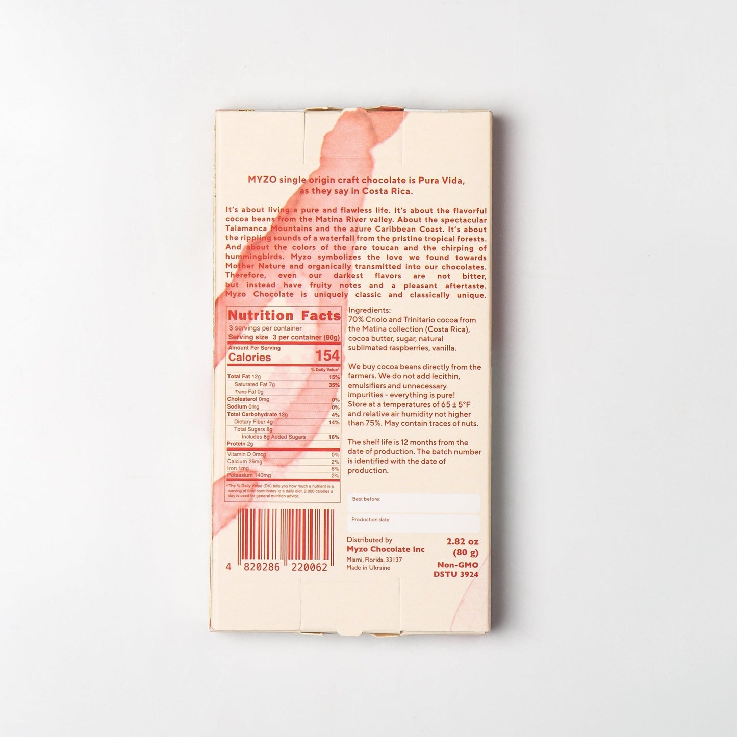 Raspberry Dark Chocolate - Myzo Chocolate Inc.