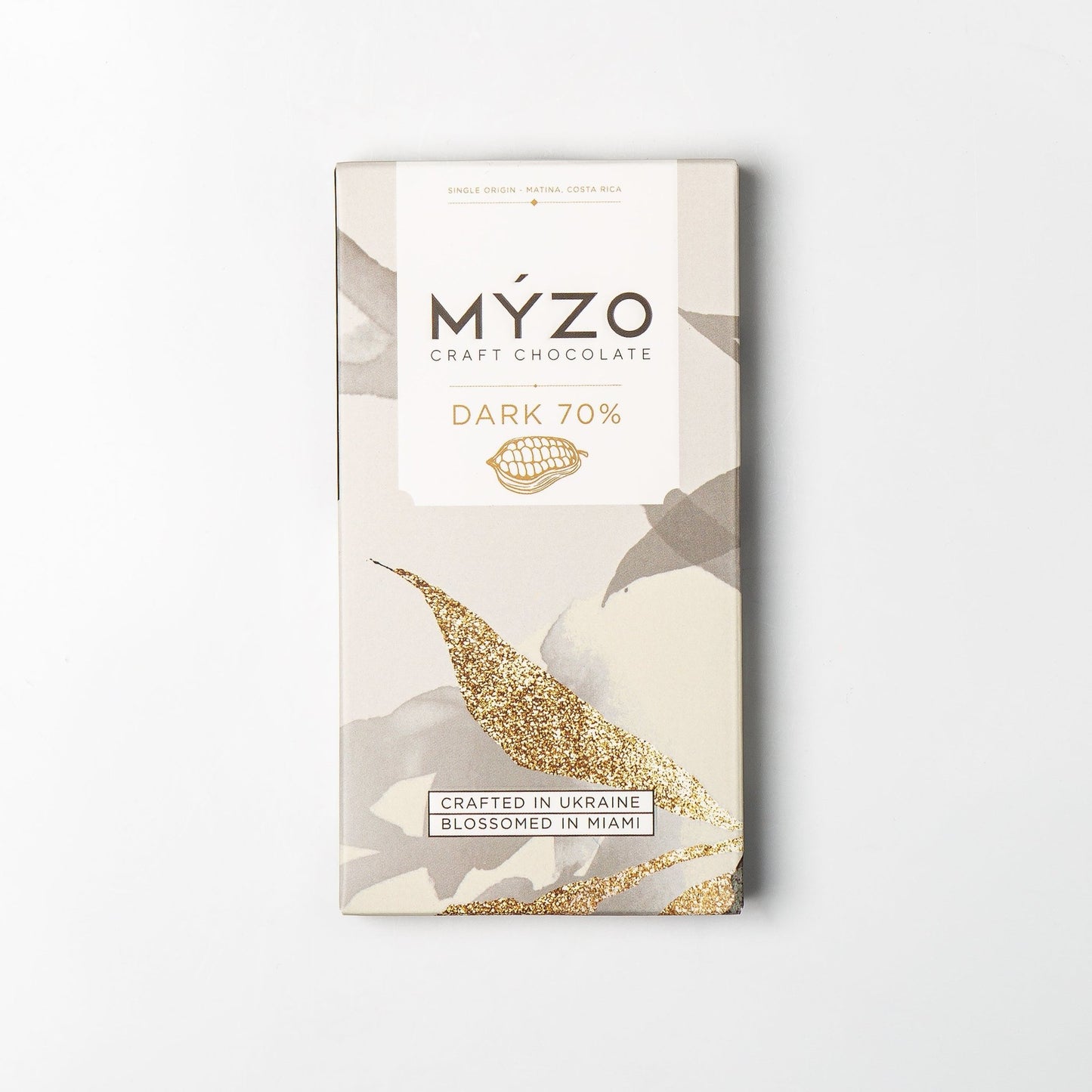 MYZO 70% dark chocolate bar with single-origin Costa Rican cacao wrapper