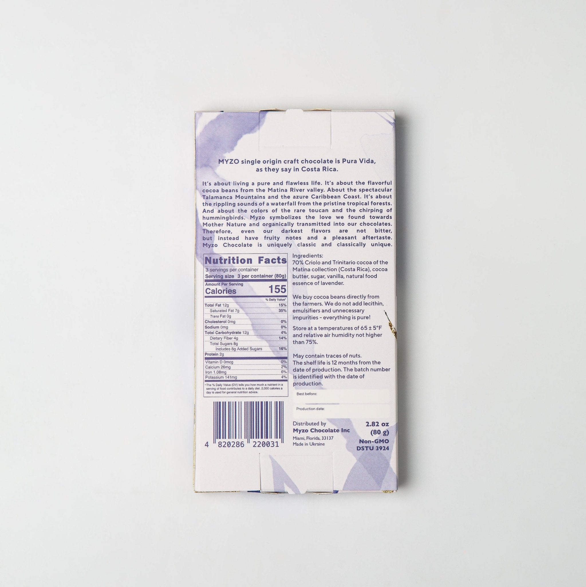 MYZO Lavender Dark Chocolate | 70% Single-Origin Cacao Bar – Myzo