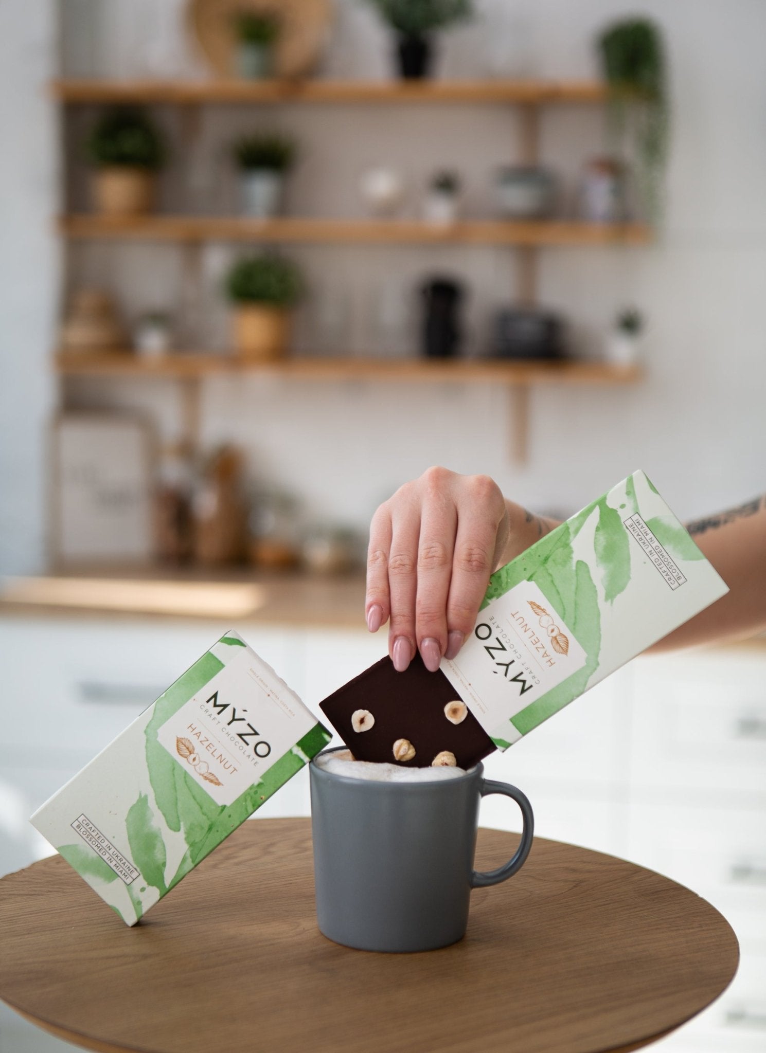 Pack of 4 MYZO Hazelnut Dark Chocolate bars — single-origin Costa Rican cacao with whole nuts